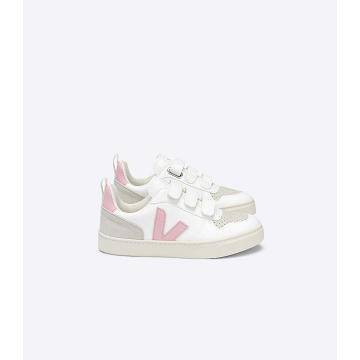 Veja V-10 STRAPS CWL Sko Barn White/Pink | NO 801KOR